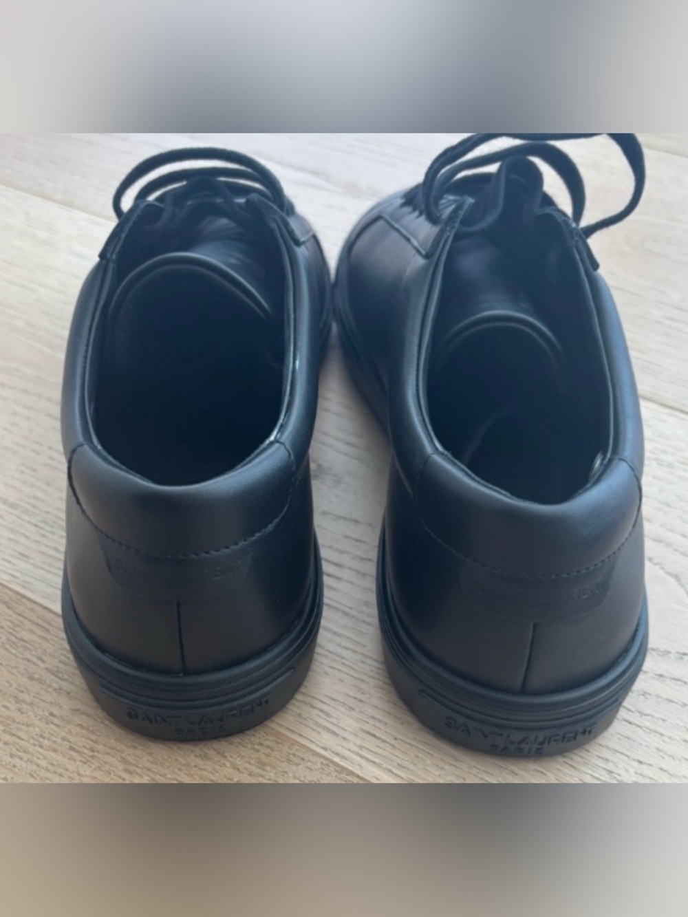 Saint Laurent | Black Leather Andy Low-Top Lace-Up Sneakers Shoes Women’s - Picture 6 of 9